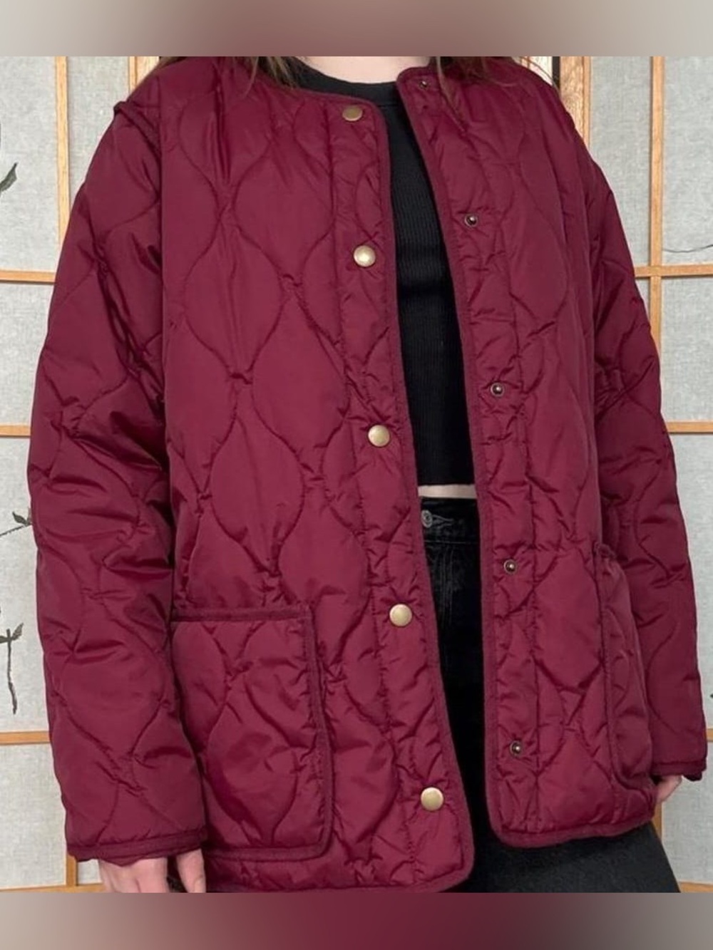St. John's Bay Quilted Wine-Red Puffer Jacket
